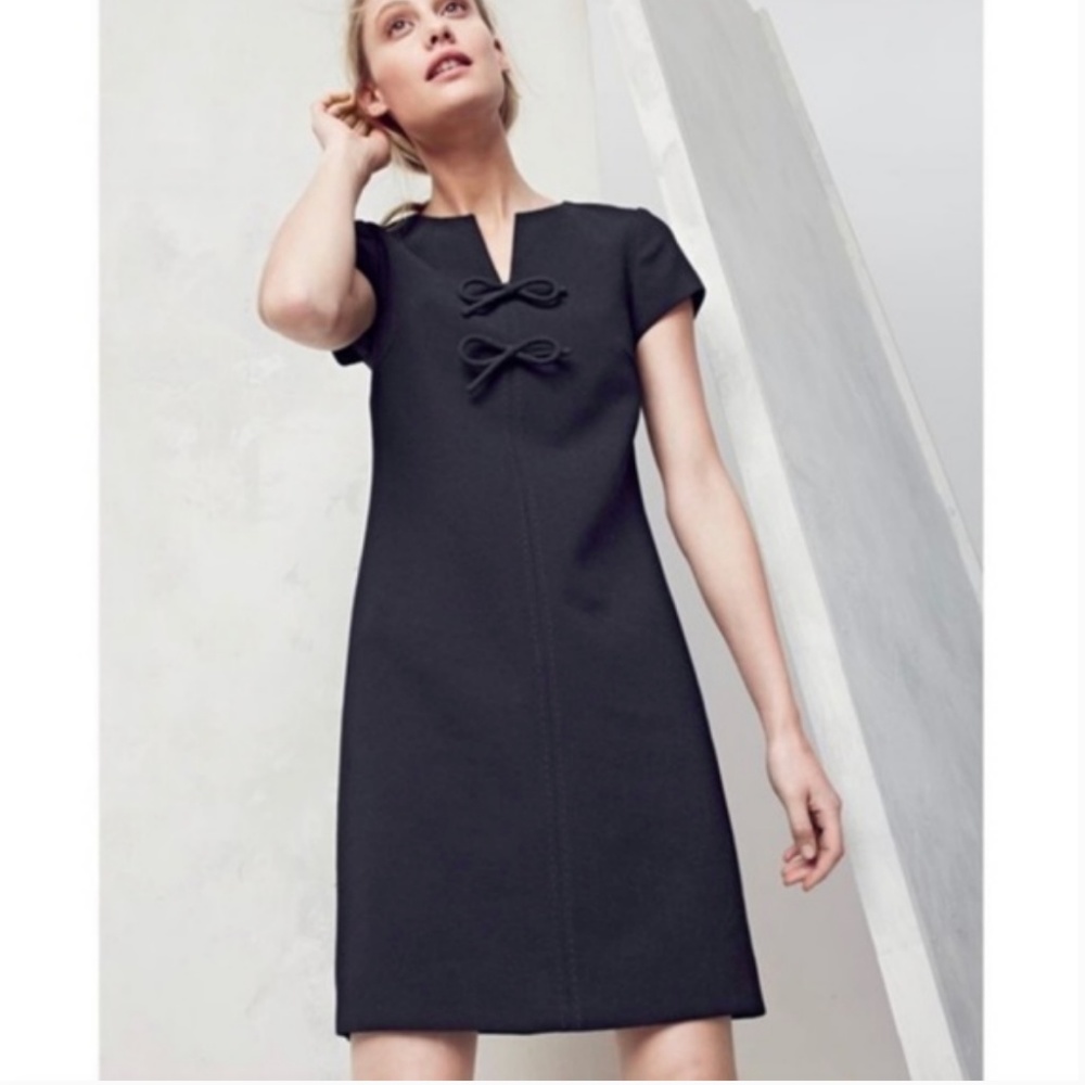 J. Crew Presentation Black Cap Sleeve Shift Dress